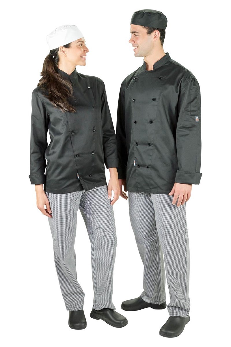Download CHEF JACKET BLACK LARGE - AUSSIE CHEF