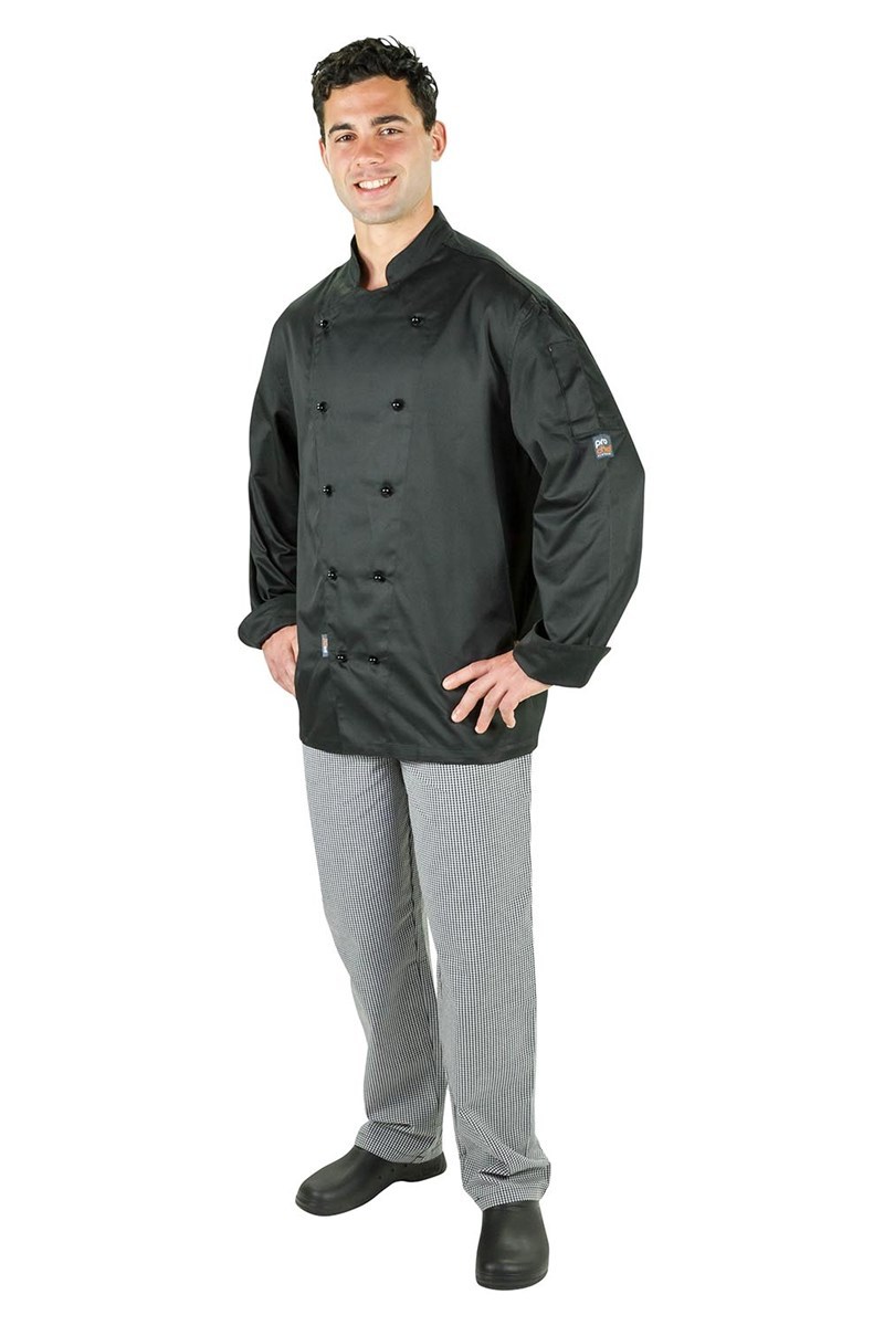 CHEF JACKET BLACK LARGE AUSSIE CHEF