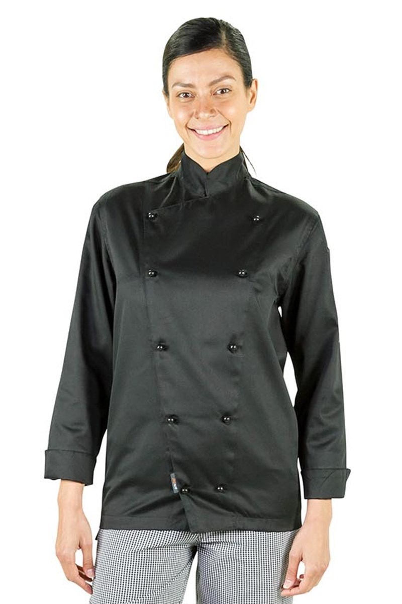 CHEF JACKET BLACK MEDIUM AUSSIE CHEF