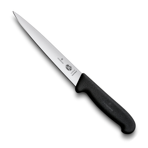 Victorinox Filleting Knife 16cm Flexible Blade Fibrox - Black